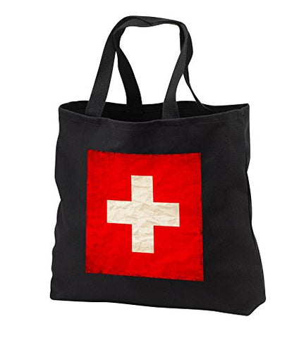 Sven Herkenrath Flags - Swiss Flag Old Look Trendy Work - Tote Bags - Black Tote Bag Jumbo 20W X