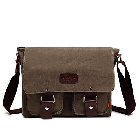 mens Small Vintage Canvas Messenger Bag Ipad Shoulder Bag Travel Portfolio Bag (2101 army green)
