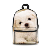 Freewander Canvas Book Bag Cute Dog Personalized Junior High School Backpack