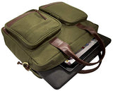Mancini Single Compartment 15.6" Laptop Briefcase in Olive - Brown Trim