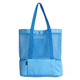 ABage Women's Tote Bag Summer Mesh Beach Shoulder Bag Travel Insulated Cooler Bags, Blue