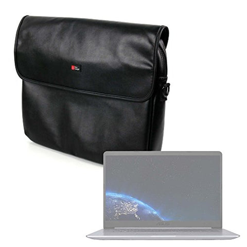 DURAGADGET Luxury PU Leather 15.6" Laptop Zip-up Carry Bag in Black for The Asus VivoBook