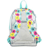 Eastsport Clear Backpack, Fully Transparent with Padded Straps, Clear/Turquoise/Watercolor Floral