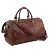 Tuscany Leather Tl Voyager Travel Leather Duffle Bag - Small Size Red Leather Travel Bags