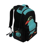 Stylish Blue Cartoon Bird Backpack- Lightweight School College Travel Bags, ChunBB 16" x 11.5" x 8"