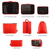 9 Set Packing Cubes, CHICMODA Travel Packing Organizers with Toiletry Bag, Red