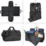 Carry on Garment Bags Convertible Suit Bag with Shoes Compartment Waterproof 2 in 1 Travel Duffle Bag Large Garment Bags Garment Duffle Bag for Men Black