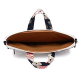 Canvaslife White Rose Patten Canvas Laptop Shoulder Messenger Bag Case Sleeve For 11 Inch 12 Inch