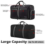 Gonex 60L Foldable Travel Duffel Bag Water & Tear Resistant, Black