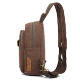 Men's Cotton Canvas Backpack Multi-functional Bag with Leather Fashion Shoulder Bag Chest Bag