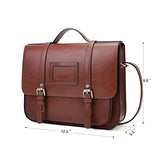 ECOSUSI Women Briefcase Vintage Crossbody Messenger Bag PU Leather Satchel Purse, Coffee