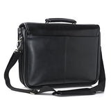 Alpine Swiss Leather Briefcase Dressy Double Buckle Flap-Over Black