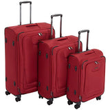 AmazonBasics Premium Expandable Softside Spinner Luggage With TSA Lock 3-Piece Set - 21/25/29-Inch, Red