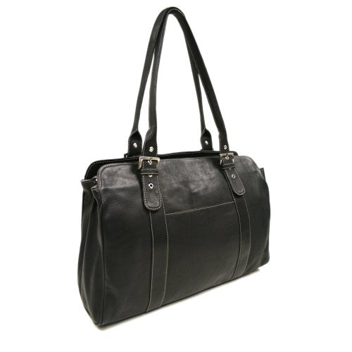 Piel Leather Ladies Buckle Laptop Tote, Black, One Size