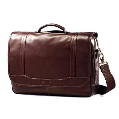 Samsonite Colombian Leather Flapover Briefcase, Brown, One Size