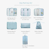 Luggage Organizer, Packing Cubes For Travel With Shoes Bags, Compression Cells, Accessories Bags Made With Wearable Waterproof Material. Perfect for Travel, Long Trips, Camping (Pink Stripe - 7 PCS)