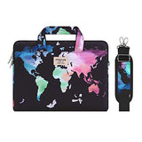 MOSISO Laptop Shoulder Bag Compatible with MacBook Pro/Air 13 inch, 13-13.3 inch Notebook Computer, World Map Carrying Briefcase Sleeve with Trolley Belt