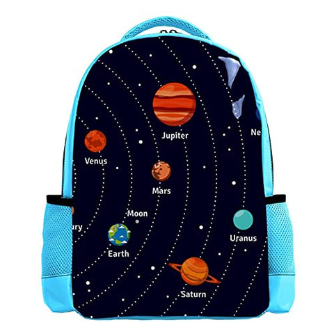 LORVIES Educational Solar System Orbits and Planets Backpack Kids School Book Bags for Elementary Primary Schooler for Boys