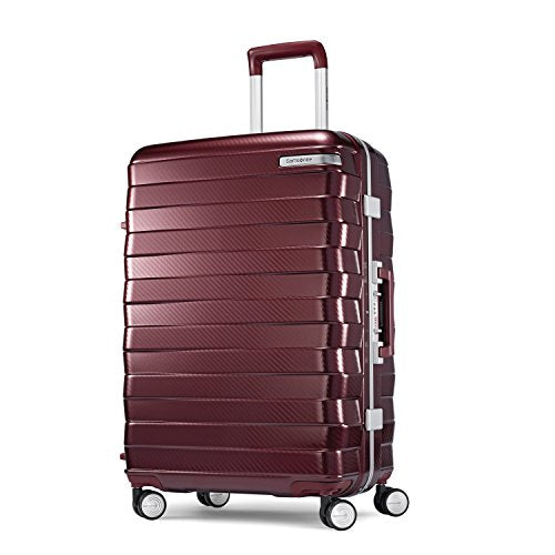 Samsonite Framelock Hardside Checked Luggage With Spinner Wheels, 25 Inch, Cordovan