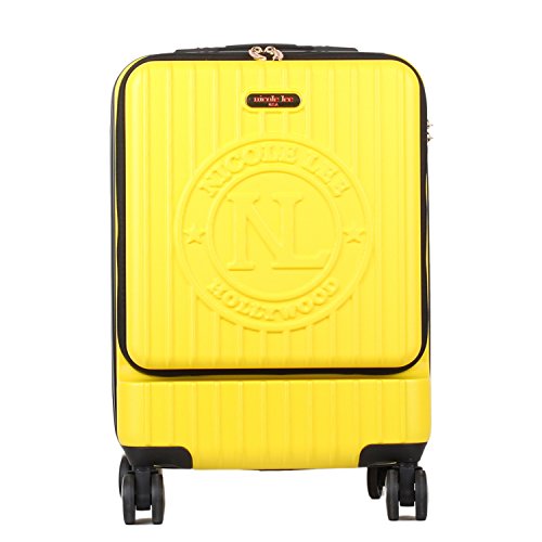 Nicole Lee Women'S Carry Hard Shell Travel Luggage, Laptop Compartment Rolling Wheels, Yellow