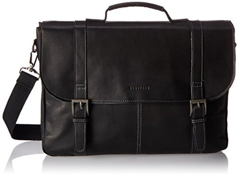 Heritage Travelware Colombian Leather Dual Compartment 16" Flapover Laptop Portfolio, Black