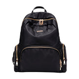 ABage Women's Nylon Backpack Chic Water Resistant Travel College Backpack Schoolbag, Black