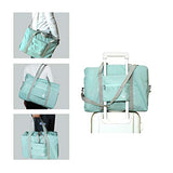 FUNFEL Travel Foldable Duffel Bag for Women & Men, Waterproof Lightweight travel Luggage bag for Sports, Gym, Vacation (Ⅲ-Mint Green)
