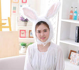 BOBILIKE Plush Fun Bunny Ears Hood Women Costume Hats Warm, Soft and Cozy, White2