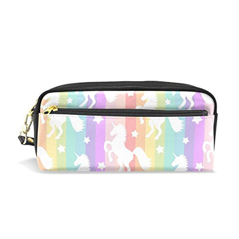 Colourlife Rainbow Unicorn Pu Leather Pencil Case Holder Pouch Makeup Bags For Boys Girls Adults