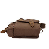 AUGUR Men's Messenger Bags Canvas Bags Crossbody Bags Genuine Leather Single Shoulder Bags (Coffee)