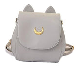 Yoyoshome Sailor Moon Anime Luna Usagi Tsukino Cosplay Pu Backpack School Bag (Light Gray)