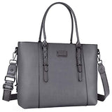 MOSISO PU Leather Laptop Tote Bag for Women (Up to 15.6 inch), Gray