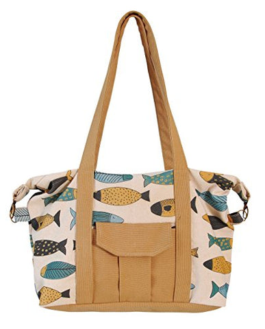 Vintage Fish Retro Style Print Picnic, Shopping Multi-Purpose Canvas Zipper Bag