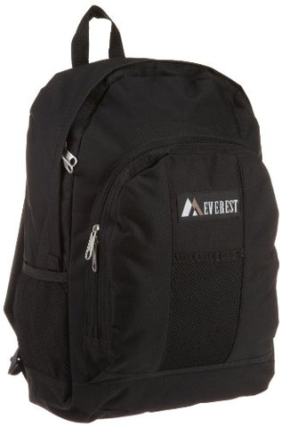 Everest Luggage Backpack With Front And Side Pockets, Black, Large