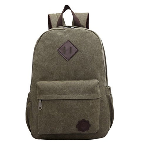 ABage Unisex Classic Canvas Backpack Lightweight Travel College School Bag, Army Green