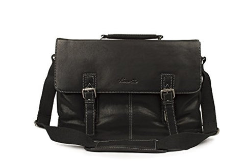 Kenneth Cole "Flap-Py As Can Be" Full Grain Cowhide Leather Double Gusset Flapover 14.1” Or 15”