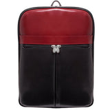 McKlein, L Series, Avalon, Top Grain Cowhide Leather, 15" Leather Laptop Slim Backpack, Blk/Red (87886)