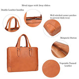 Banuce Vintage Full Grains Italian Leather Briefcase for Men Women Business 14 Inch U-zip Laptop