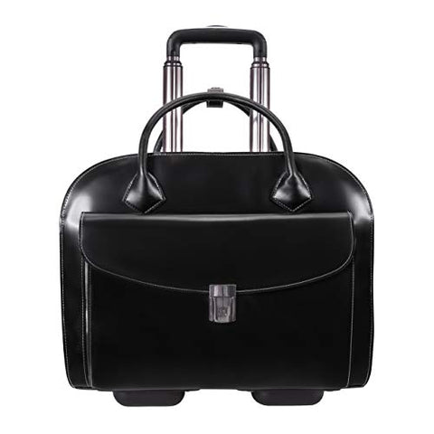 McKleinUSA L Series, Granville, Top Grain Cowhide Leather, 15" Leather Wheeled Ladies' Laptop Briefcase, Black (96145A)
