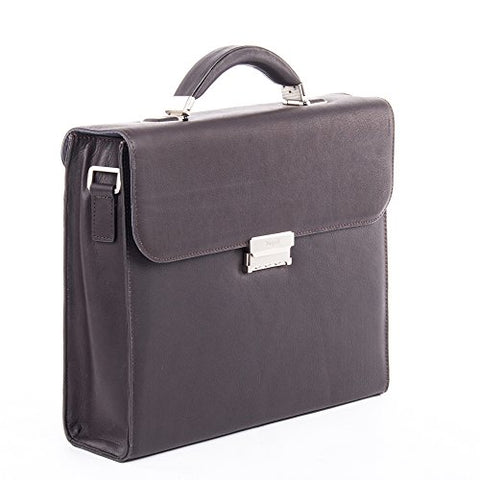 Bugatti Sartoria Small Leather Briefcase, Top Grain Leather, Brown