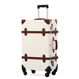 Unitravel Vintage Suitcase Retro PU Trunk Rolling Spinner Lightweight Luggage