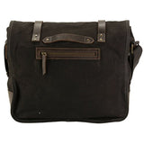 Damndog Haversack 16.5" Canvas Flapover Messenger Bag - Tar Black