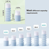 Collapsible Silicone Travel Size Bottles Portable Squeezable Refillable Containers Set for Cosmetic Toiletries Shampoo Lotion Soap Liquids, Leak-proof, TSA Approved (1.5-3oz, 4-colors)