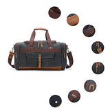 BLUBOON Travel Duffel Bag Canvas Weekender Overnight Carry-on Luggage with Genuine Leather Trim for