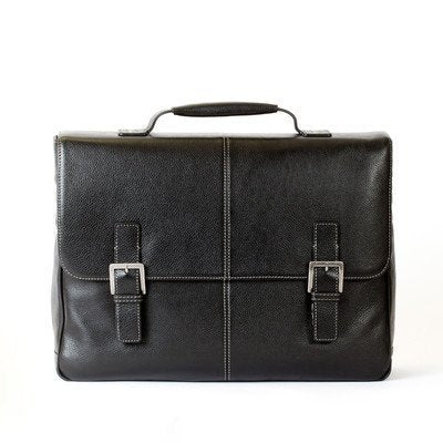 Tyler Tumbled Leather Laptop Briefcase Color: Black