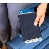 Fintie Passport Holder Travel Wallet RFID Blocking PU Leather Card Case Cover, Denim Indigo/Brown