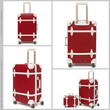NZBZ Vintage Luggage Set of 2 Pieces with TSA Lock Cute Retro Trunk luggage (Cherry Red, 14inch & 20inch)