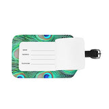 Peacock Feather Travel Leather Luggage Baggage Suitcases Tags Label Set of 2