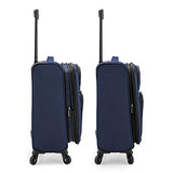 U.S. Traveler Anzio Softside Expandable Spinner Luggage, Navy, Carry-on 22-Inch