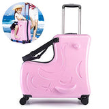 Pink Suitcase kid suitcase kid luggage kid travel Fashionable appearance Rideable Funny suitcase Add fun to the journey kid gift 24in Recommended age 2-12 years old Girl suitcase